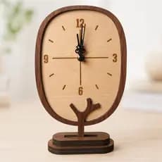 Relógio de Mesa MDF 27cm Decorativo Moderno Minimalista Sala Escritório Casa Presente Luxo