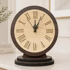 Relógio de Mesa Clássico Romano MDF Luxo Decorativo Sala Quarto Escritório Presente Premium