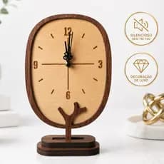 Relógio de Mesa Rústico Moderno MDF Luxo Decoração Sala Estar Quarto Escritório Presente Criativo