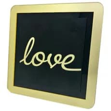 Quadro decorativo Love Acrílico Espelhado Dourado