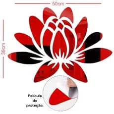 Espelho Decorativo Flor de Lótus Acrílico Espelhado vermelho