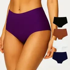KIT 15 Calcinhas Box Cos Alto Sem Costura Tanga Forro 100% Algodão Corte a Laser Não Marca Lisa