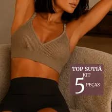 Kit 5 Top Fitness Feminino Canelado Sem Costura Bojo Opcional Alça Ajustável Academia Sustentação Leve