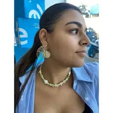 Colar Choker em Cascalhos de Pedra e Estrela do Mar + Tartaruga Marinha em pedras Reconstruídas