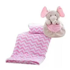 Manta Bebê Naninha Pelúcia Microfibra Toque Macio Elefante Rosa