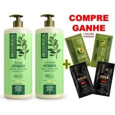 KIT JABORANDI ANTIQUEDA GRANDE BIO EXTRATUS:  SH 1L + COND 1L + 🎁BRINDE 4 SACHÊS VARIADOS🎁