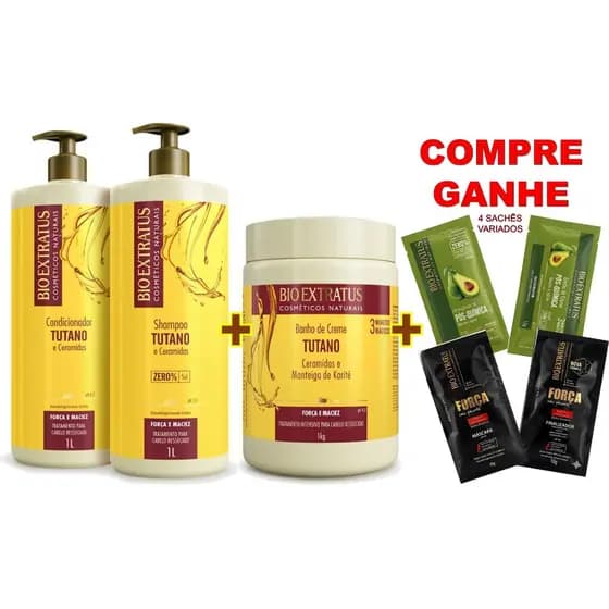 KIT GRANDE TUTANO BIO EXTRATUS SHAMPOO 1L + CONDIC 1L + CREME 1KG + 🎁PIMENTA 230G🎁