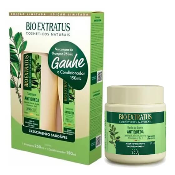 KIT ANTIQUEDA JABORANDI SH 250ml+COND 150ml  BIO EXTRATUS + BANHO CREME 250G ANTIQUEDA JABORANDI