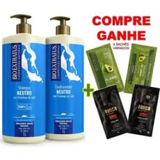 KIT NEUTRO 2 LITROS BIO EXTRATUS: SHAMPOO 1L + CONDIC 1L +🎁BRINDE 4 SACHÊS VARIADOS🎁