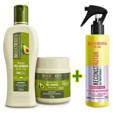 kIT PÓS QUÍMICA + BE.USE RECONSTRUTOR 210ml BIO EXTRATUS: SH 250ml + BANHO 250g