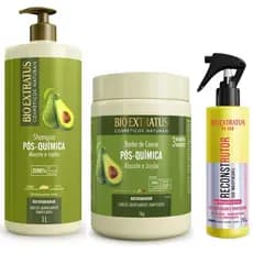 KIT PÓS QUÍMICA BIO EXTRATUS: 1 SH 1L + 1 BANHO 1KG + RECONSTR BE.USE 210ML