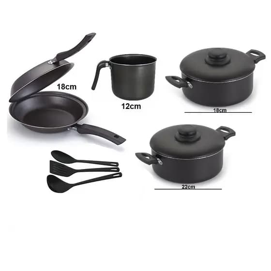 Conjunto Panela Frigideira Omeleteira 7 Pçs Teflon Com Tampa