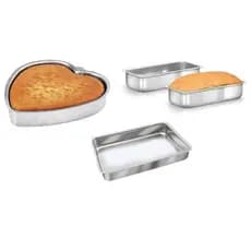 Kit 3 Formas de Alumínio para Bolo e Torta Retangular Coração e Pão Assadeiras Resistentes Alta Qualidade
