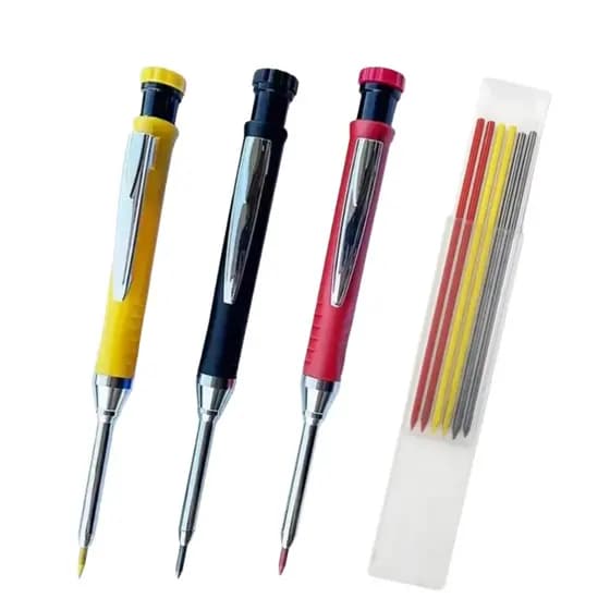 Lápis Carpinteiro de Marceneiro Reforçado Lapiseira 2.8mm Marcador Riscador com Apontador e Grafite