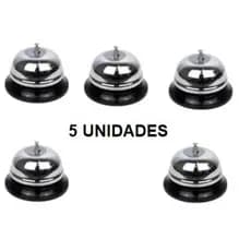 KIT 5 Campainha De Mesa Sino Sineta P/ Recepção Restaurante Balcão, TIMTIM, PIZZARIA, MARMITA, LANCHONETE, IDOSO