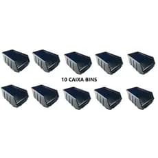 Caixa Bin 7 Kit 10 Para Peças Gaveta Preta Gavetinha Porta Peças Bins Para Parafusos