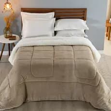 Coberdron Cobertor Mantinha Sherpa Microfibra Solteiro Casal / Queen e King Lã De Carneiro Fleece