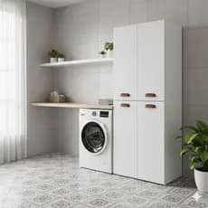Armário MDP 4 Portas Multiuso para Cozinha e Lavanderia Branco Preto