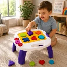 Mesa Didática Infantil Educativa Com Formas Encaixe Formas Coordenação Motora +11 Meses