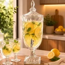 Suqueira Dispenser De Vidro 5l Diamond Transparente Luxo Com Torneira Diamante Buffet