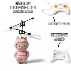 Kit 3 Drone La-bu Infantil com Sensor de Mão Helicóptero