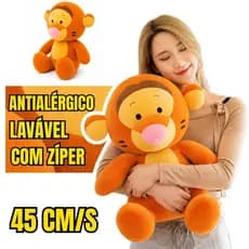 Tigre de Pelúcia 45cm Macio Lavável com Fibra Siliconada para Crianças e Adultos