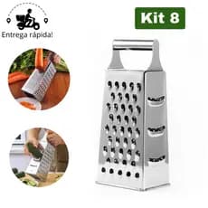 Kit 8 Ralador de Aço Inox 4 Lados Grande para Queijo Legumes e Vegetais CP