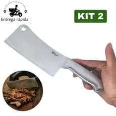 Kit 2 Machadinha Profissional em Aço Inox Cutelo para Churrasco e Carne CP