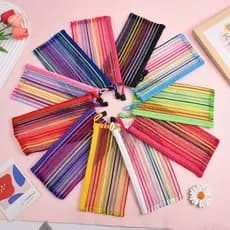 30 Peças Estojo Multiuso Bolsinha Nylon Colorido Necessaire 12x23cm Promoção