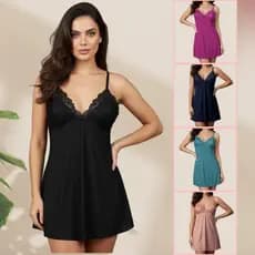 Camisola Sensual Detalhes em Renda Sem Bojo Intima Confortavel Alça Regulável Metal Pijama de Dormir