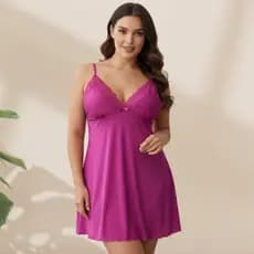 Camisola Plus Size Renda Delicada Confortável Alcinha Regulável Vestido de Dormir Pijama 50 a 54