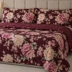 Colcha Queen Cobre Leito Estampada 2,60x2,40m 3 Peças com Porta Travesseiros