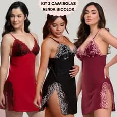Kit 3 Camisolas Renda Sensual Sem Bojo Intima Conforto