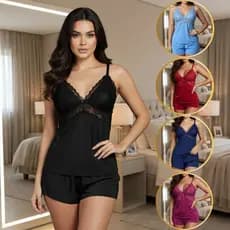 Baby Doll Short Doll Conforto Sensual Intima Renda Luxo