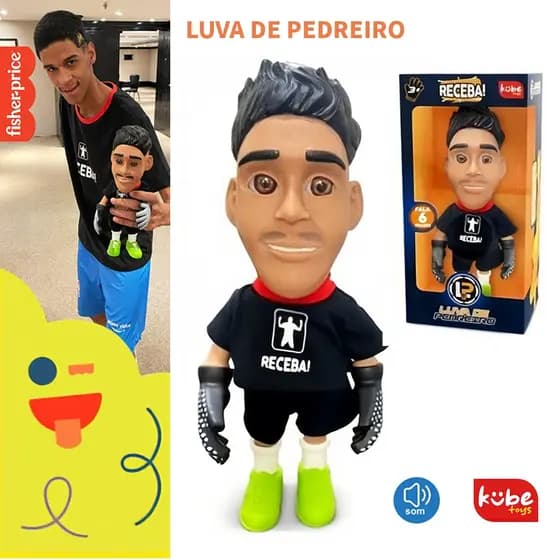 Boneco Luva De Pedreiro Com Som Receba O Cara Da Luva TikTok Futebol