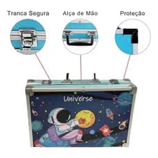Maleta de Pintura Infantil 145 Peças Kit Escolar Completo Azul