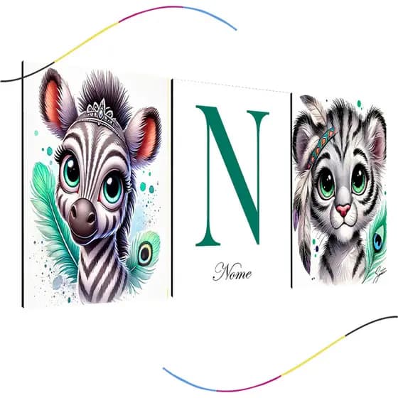 quadro decorativo infantil safari personalizado bichinhos 3 peças, safari, leão, leaozinho, Verde