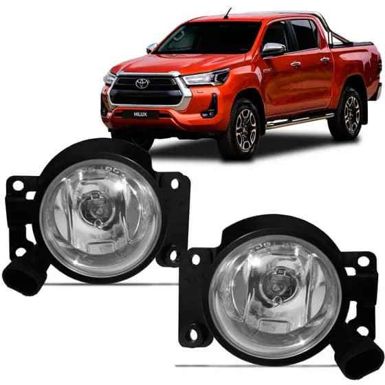Par Farol Milha Hilux 2021 2022 2023 2024 2025 Com Halógena Comum Vidro