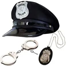 Fantasia De Policial Adulto E Infantil Carnaval Cosplay Quepe, Algemas E Distintivo