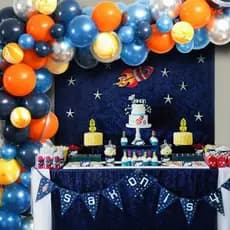 Balão Bexiga Metalizado Astronauta Grande Espacial + Foguete Estrela