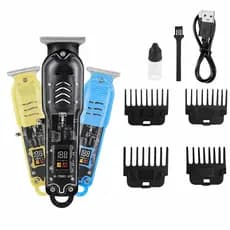 Máquina De Cortar Cabelo Profissional Barbeador Elétrico Transparente Sem Fio