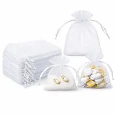 Kit 10/25/50/100 Un Saco Saquinho Organza Atacado 7x9 12x15 Branco Lembrancinha Festa Casamento