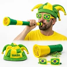 Kit Acessórios Da Copa Torcedor Chapéu, Óculos E Corneta Copa Do Mundo - Brasil