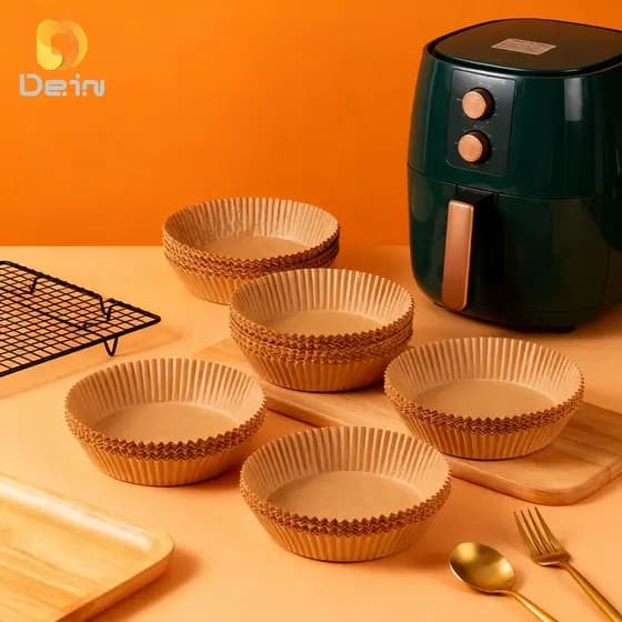 Forma De airfryer Papel Descartável Redondo Antiaderente Papel 50,100,150,200,300 Unidades