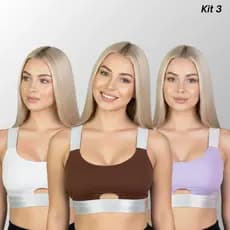 Kit 3 Top Fitness Feminino Bojo Removível Confortável Prata Academia Poliamida Zero Transparência