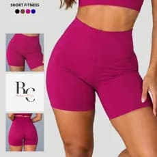 Shorts Feminino Fitness Zero Transparência Academia Elástico Confortável Cós Cintura Alta