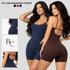 Kit 2 Macaquinho Fitness Sem Bojo Zero Transparência Tecido UV Confortável Academia Treino Feminino