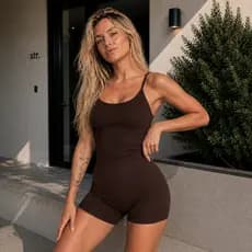 Macaquinho Fitness Feminino Zero Transparência Alça Fina Costa Nua Roupa para academia Macacão