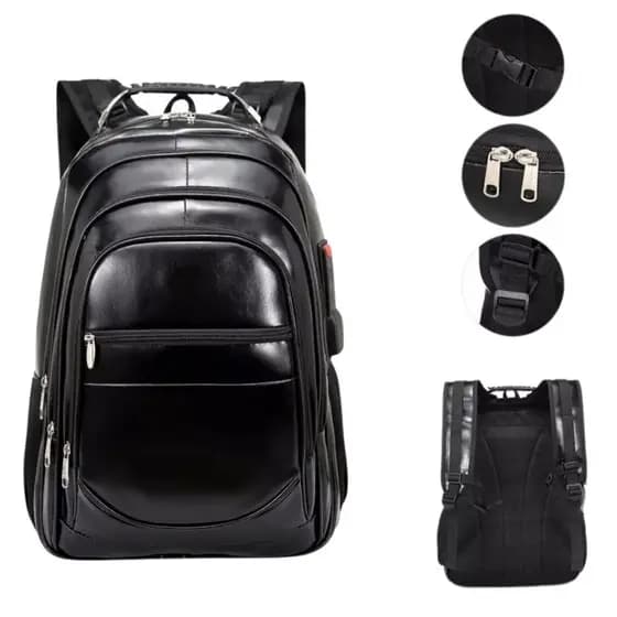 Mochila De Couro Grande E Média Impermeável Trabalho Faculdade Resistente