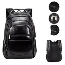 Mochila De Couro Grande E Média Impermeável Trabalho Faculdade Resistente
